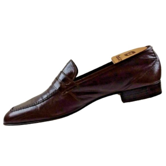 Fratelli Rossetti Estate Loafers Dress Shoe Apron Toe Brown Leather Italy Made - Picture 3 of 12